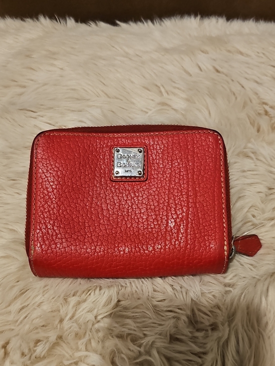 Dooney & Bourke Handbags - Dooney & Bourke Red Pebnled Leathet Clutch Wallet EUC